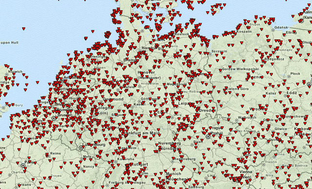 Mapa tornád ve střední Evropě