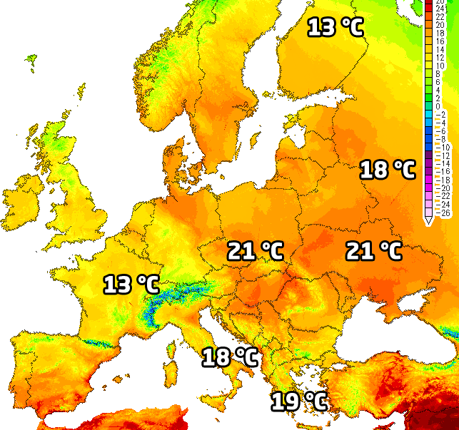 Teploty v Evropě