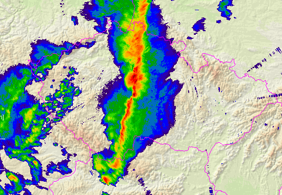 Výsledek obrázku pro squall line 23.7.2009 radar