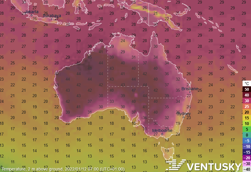 Teploty - Austrálie