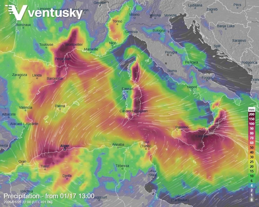 předpokládaný úhrn srážek do úterý