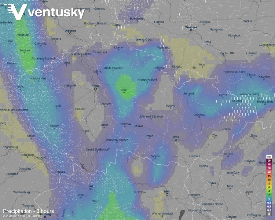 srážky ve čtvrtek