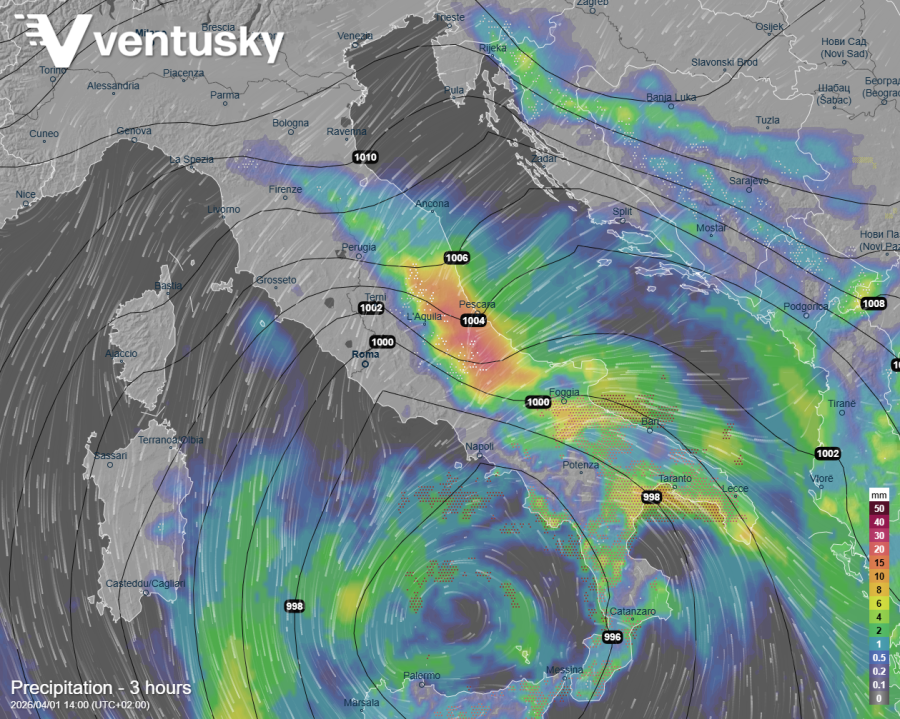 intenzita srážek ve středu odpoledne