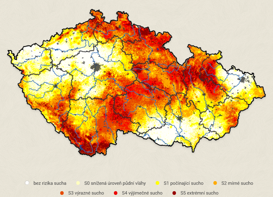  Odchylka sucha od dlouhodobého stavu v Česku 