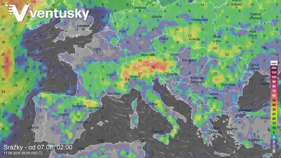 V následujících 10 dnech se žádné významné srážky nad většinou Evropy nečekají