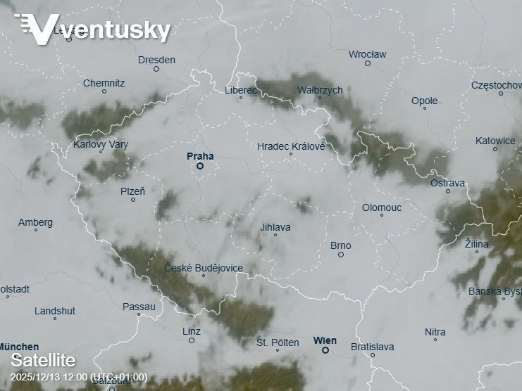 Satelitní snímek nízké oblačnosti