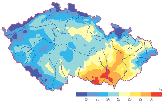 Index kontinentality v ČR