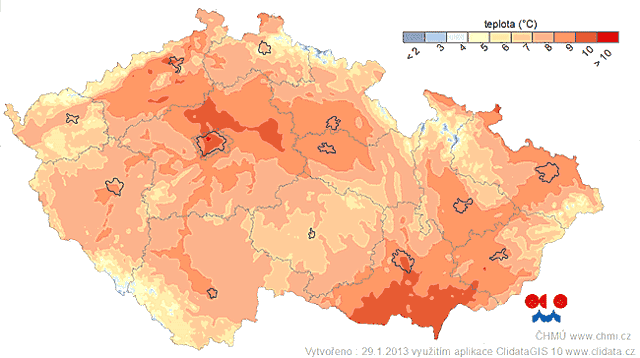 Průměrné teploty v Česku