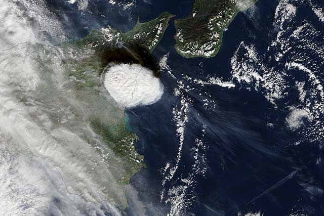 Etna - satelitní snímek