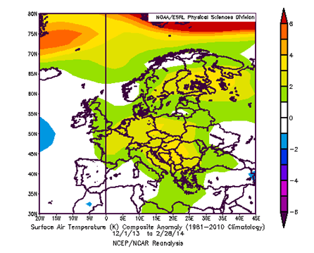 Odchylky teploty v zimě