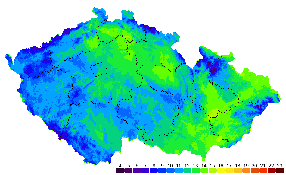 Teplotní mapa ČR