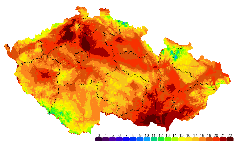 Teplotní mapa ČR