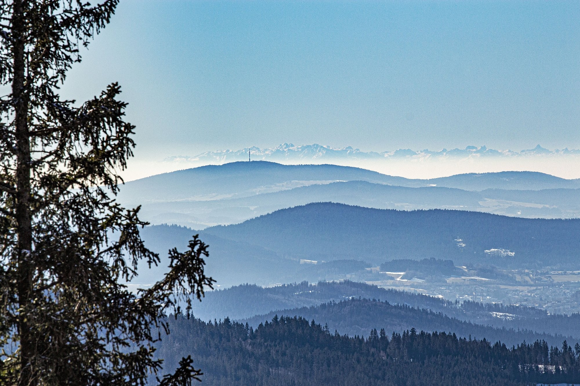 Výhled na Alpy z Pancíře