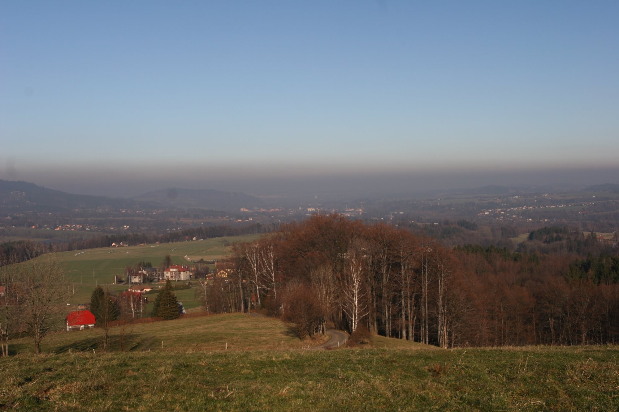 Smog nad Ostravou z Beskyd